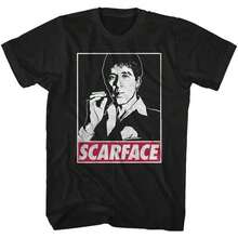 Movie Black & White Tony Montana Photo Smoking Cigar Men's T Shirt - 黑色 - 查看 1