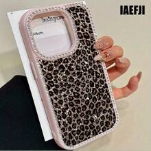 A Shiny Leopard Print Flip Case With Diamonds For IPhone 17promax/17air 16 Pro Max, 16, 15 Pro, 14, 14 Plus, 14 Pro Max, 13, 13 Pro, 12 Pro And 11 Pro Max Models. Designed To Resist Drops And Stains, This Soft Case Is Perfect For Men And Women With Elegant Diamond Trim. - 粉紅色 - 查看 5