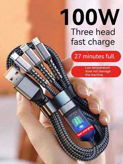3-in-1 100W 5A Schnellladekabel USB zu Typ-C Micro, kompatibel mit iPhone 14 13, 3-in-1 100W Schnellladekabel Smart Super Schnellladung, unterstützt Multi-Interface-Ladung, USB-Ladekabel mit Ladeanzeige, kompatibel mit Apple, SANXOPPO Auto-Schnellladekabel, kompatibel mit iPhone, Android, Kamera, MP3 Universal-Adapter, MFi-zertifiziert