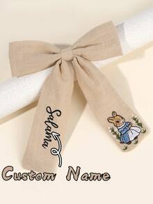 1pc Custom Hair Bow For Girls Cute Rabbit Bow Hair Clips With Custom Name Brown Bowkont Hair Barrettes For Girls Hair Accessories ,Festival Gift,Christmas Accessories