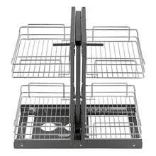 Min 15"W Opening Blind Corner Pull Out Organizer, 2 Tier 4 Shelf Kitchen Cabinet Organizer, Chrome Carbon Steel Storage Basket, Slide Out Storage Organizer, Left & Right Open Compatible - Silver - View 8