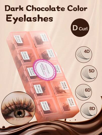 ARTSTAR 1000 根 D Crul 散装棕色扇形睫毛嫁接 4D-10D 尖头预制中长柄纤细深棕色俄式浓密睫毛