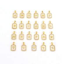 1pc Classic Pave Zirconia Block Initial Pendant Golden Stainless Steel Lip Chain Necklaces For Women - Golden Square Letters - View 4