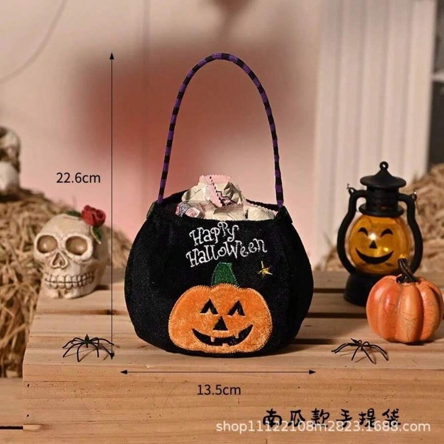 Halloween Pumpkin Treat Bags - Reusable Candy Collection For Trick Or Treat, Party Favors & Themed Decor