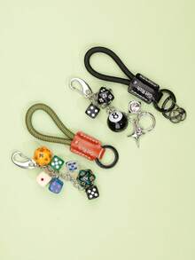 8 Ball Dice Charm Keychain - Cute Bag Purse Handbag Accessories - Y2K Aesthetic Key Chain For Women Men Halloween Accessories Teachers Day Bag Accessories Lanyards With Id Holder Car Accessories Bag Charms