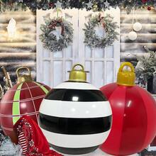 24 Inch Giant Christmas Inflatable Balls, PVC Decorated Ball Blow For Yards, Lawns, Porches, Front Doors, Pool, Gardens Decor, Large Christmas Ornaments Low Up Balls For Holiday Indoor Outdoor Christmas Decoration, Reusable Christmas Ball Decoration For Lawn, Window, And Patio, Home Decor, Room Decor - Multicolor - View 6