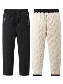 Women's Plus Size Thermal Lined Straight Leg Sweatpants, Warm And Comfortable Casual Pants For Winter
