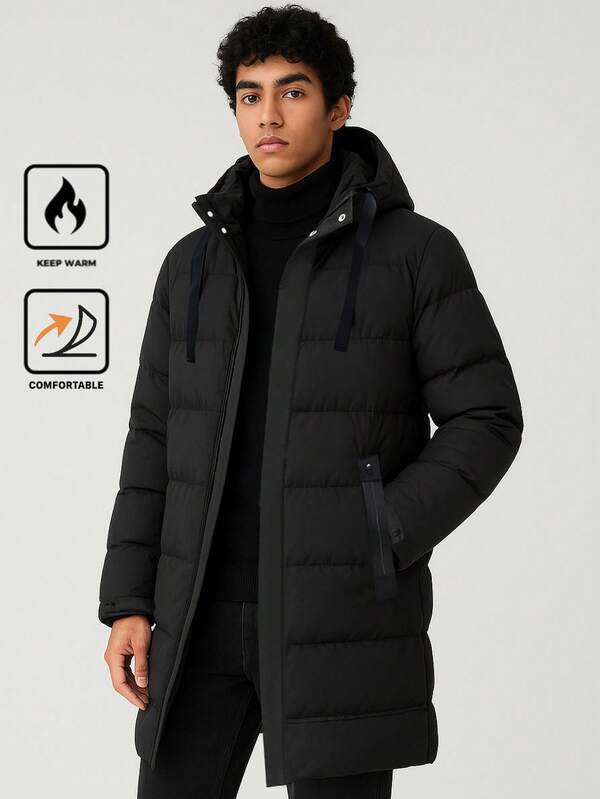 Men's Thick Mid-Length Outdoor Casual Coat, Winter