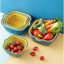 6-8pcs/Set Double Layer Thick Washing Basin Drain Basket, Multi-Function Fruit Plate, Living Room Home Kitchen New Fruit Washing Basket - Drain Basket - View 1