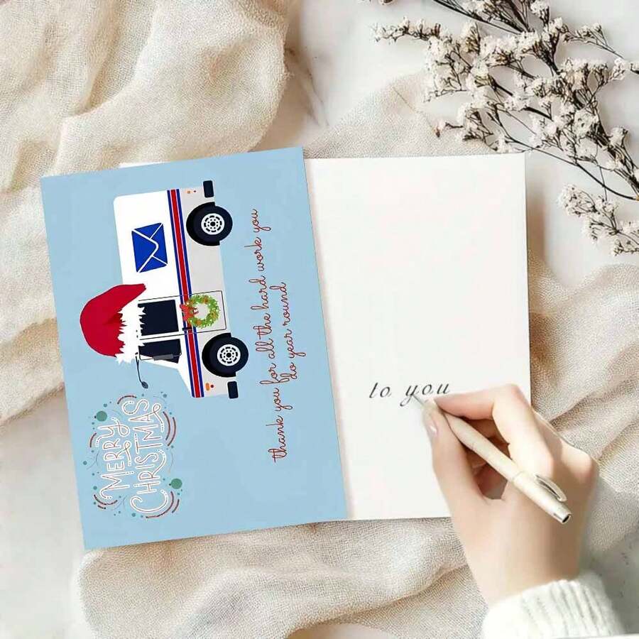 1pc Festive Christmas Mail Truck Greeting Card With Envelope, 12cm X 18cm, Universal Appreciation For Hard Work, Paper Holiday Card For Family, Friends, And Colleagues