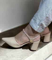 Women's Pumps Sandals, Shiny Rhinestones, Elegant, Comfortable Party - Nude - View 1