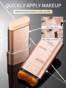 Life Girls 1pc Natural Finish Moisturizing Waterproof Long-Lasting Non-Smudge Luminous Twist-Up Foundation Stick With Brush Applicator, Creates Flawless Complexion