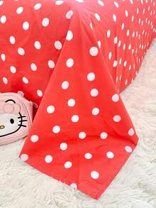 Sanrio 可爱印花 2/3 件床上用品套装 - Hello Kitty/Kuromi/Cinnamoroll/Pochacco（1 件羽绒被套 + 1/2 件枕套，无填充物）卡通全尺寸，柔软舒适，适合宿舍、家庭卧室、酒店、所有季节，带拉链开合和枕套，多色，超大床上用品套装，超大羽绒被套 - 波點凱蒂 - 查看 9