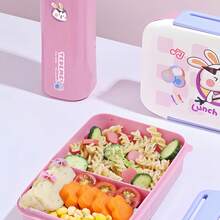 1 Set praktische auslaufsichere Studenten Lunchbox, beinhaltet Fach-Bento-Box mit Besteck & Becher, Snackbehälter, Lunchbeutel, geeignet für Schule, Outdoor, Picknick, Arbeit, Partys