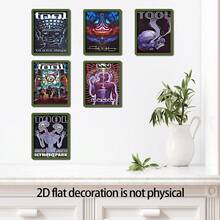 2D Flat Decoration 6pcs 8x10inch Framless Vintage Music Posters Of A Tool Band, Perfect For Decorating Living Rooms, Dorms, Game Rooms, Bedrooms, And Offices As Gifts.