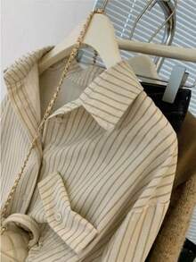 ii Early Autumn Corduroy Texture Casual Striped Long Sleeve Shirt