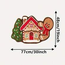 Thảm trang trí hình người bánh gừng và cây thông Noel, chống trượt, mềm mại, có thể giặt máy, hình bầu dục, thích hợp cho phòng khách, phòng ngủ và lối vào, thảm chùi chân nhà bếp dịp Giáng sinh. - Nhiều màu - Xem 16