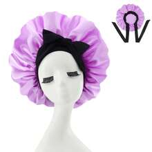 1pc Luxurious Satin Silky Bonnet With Adjustable Tie - Lightweight Hair Protection Cap For All-Night Comfort, Hair Care, And Shower Luxurious Satin & Silk Bonnet For Sleeping - Adjustable Comfort Fit With Tie Band - Perfect For Long Curly Or Braided Hair - Premium Bathroom Accessory For Stylish Comfort Unisex Night Hair Protection For Men & Women