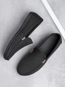 男士新款防滑轻便软底北京布鞋，一脚蹬休闲驾车鞋（尺码偏大一码） - 黑色 - 查看 5