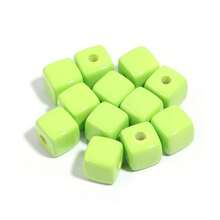 10 قطعة/عبوة خرز مربع ذو ثقب مستقيم ملون بألوان أكريليك صلبة للأساور والقلائد وسلاسل الهاتف والاكسسوارات الشعرية وصنع المجوهرات DIY - خرز مربع بلون سادة - مشاهدة 20