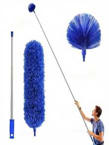Ceiling Vacuum Cleaner With Extension Pole, Spider Web Cleaning Brush, Cleaning Kit For Vacuum Cleaner And Ceiling Fan, 15-100 Inch Stainless Steel Telescopic Pole, Washable (Handle Style May Vary Due To Product Batch, Which Is Normal And Does Not Affect Use) - Multicolor - View 2