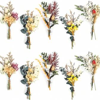 Natural Dried Flower Bouquet Set Of 10, Boho Wedding Flower Bouquets, Bridesmaid Bouquet Proposal Box, Pampas Grass Bouquet, Boho Table Decor, Table Centerpieces