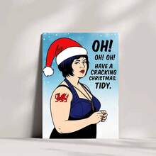 1pc Adult Funny Christmas Greeting Card - Envelope Style Wishes, Includes "Oh! Have Fun" Message, Clean Humorous Design, Welsh Flag Tattoo Cartoon Pattern & Snowflake Font - Holiday Greetings Suitable For Friends, Family, Colleagues - No Battery/Power/Paper Required