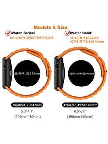 1pc Orange Apple Watch Band, Outdoor Sports Climbing Fitness Yoga Waterproof Sweat-Resistant Ultra-Thin Soft 3D Embossed Texture Silicone Band Compatible With Apple Watch Ultra 3/2/1 SE S9/8/7/6/5/4/3/2/1 Series, 38/40/41mm, 42/44/45/46/49mm, Unisex Gift - Orange - View 10