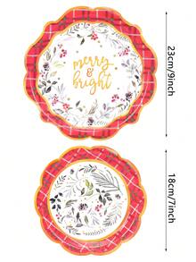 10 pezzi/20 pezzi/50 pezzi Piatti di carta a forma di fiore con bordo rosso e dorato, diametro 18 cm, per dolci, spuntino, cena di Natale, decorazione natalizia, feste di Natale