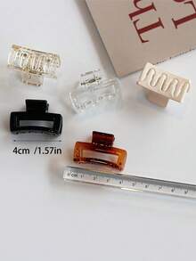 5 件女士小号 4 厘米纯色方形发夹，适合日常使用秋冬爪夹发饰女士度假装女士 - 彩色 - 查看 2