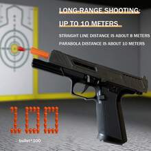 New Toy Pistol With 2 Magazines, 100 Bullets And 12 Cartridge Cases.  Ideal Halloween, Christmas New Year's Day, Birthday Present - màu đen - Xem 3