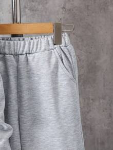 3 件套青少年男孩休闲时尚无袖背心、长袖连帽运动衫和直筒修身裤，秋冬 - 灰色 - 查看 7