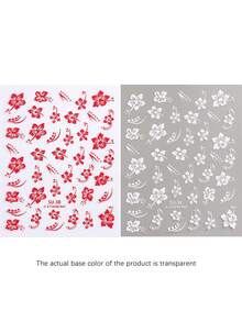 Hibiscus Flower 3D Nail Stickers Cherry Blossom Floral White/Black/Gold/Blue Florals Petal Nail Art Decals Sliders Manicure Nail Tips Decor,Y2K Star Adhesive Nail Art Supplies Decal For Women Nail Supplies DIY Manicure Decoration