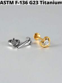 1PC Titanium Moon Zirconia Lip Piercing Internal Thread Cz Flower/Carrot Labret Tragus Ear Cartilage Flat Piercing Nose Piercing Jewelry - Titanium Original Color - View 8