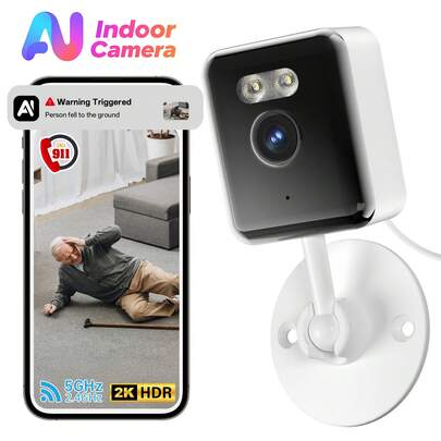2K AI Indoor And Outdoor 360-Degree Smart Security Camera, Pet Monitoring, With Audio And Video Functions, Two-Way Intercom, Infrared Night Vision, 5G/2.4GHz Wireless WiFi Continuous Recording, Home Security Camera