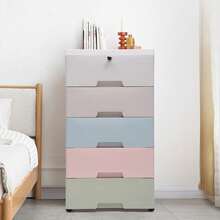 Chest Of 5 Drawers Drawer Tower Dresser Clothes Storage Racks Bedroom Plastic Room Decor Home Decor Fall Decor Bedroom Decor - Macaron Color - View 8