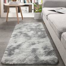 Soft Area Rugs For Livingroom Bedroom, Shaggy Plush Fuzzy Fluffy Carpet Furry Fur Rug, Modern Indoor Comfy Nursery Kids Dorm Home Decor Floor Mat, 2 X 6 Ft, Tie-Dyed Light Grey - 紮染淺灰色 - 查看 3