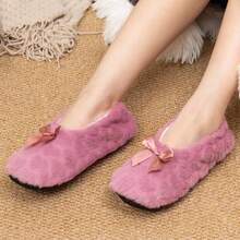 Women's Thick Non-Slip Warm Soft Bottom Indoor Floor Leg Warmers, Suitable For Early Childhood Education, Yoga, With Bow Decor, Autumn/Winter