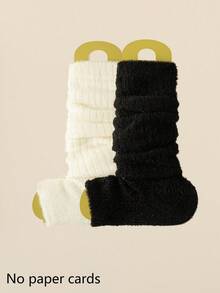 1/2/4 双女士毛绒保暖内衬腿套，适合秋冬、春季、圣诞节、时尚红色腿套 - 彩色 - 查看 9