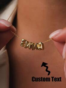 Custom Simple Letters Name Necklace Jewelry Personalized Stainless Steel Initials MAMA Pendant Necklace For Women Mom Gifts ﻿ - Gold 3 - View 2