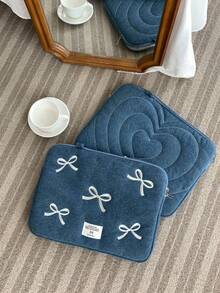 Joivida Laptop Bag Ins Korean Fashion Heart Bow  Embroidery Shoulder Bags Shockproof Tablet Laptop Liner Bag Compatible With MacBook 13-14inch 15-15.6 Inch - Blue - View 3