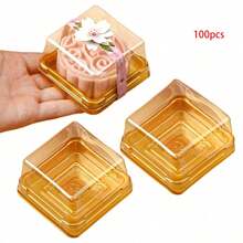 20 件/50 件/100 件带透明盖的塑料烘焙容器 - 蛋糕、巧克力、糕点包装盒、生日、结婚礼物、烘焙工具和厨房配件