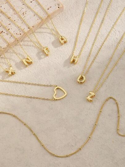 1 件多层爱心 26 个字母项链清新时尚优雅锁骨链新款时尚女式时尚吊坠项链