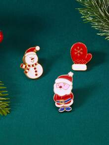 Bộ 3 món quà Giáng sinh hình ông già Noel hoạt hình, ghim cài áo huy hiệu phụ kiện trang trí cho quần áo, túi xách, khăn quàng cổ, phù hợp làm trang sức cho phụ nữ, trang phục hàng ngày và ngày lễ - Nhiều màu - Xem 6