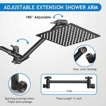 Matte Black Shower Head Combination Set, Including 10 Inch Square Overhead Shower Head, Three-Function Hand Shower , With ABS Angle Adjustable Extension Arm And 60 Inch Extra-Long Hose, Three-Way Water Diverter, Suitable For Bathrooms, B & Bs And Hotels, Summer Home Bathroom Decoration,Bathroom Accessories,Shower Stuff - 霧面黑色-10寸 - 查看 7