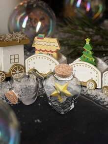 5Pcs Empty Mini Glass Heart-Shaped Bottles With Cork Stoppers, Empty Mini Glass Heart-Shaped Bottle, Keepsake Jar With Cork Stoppers, Clear Heart Shaped Vase Drift Vial For DIY Art Crafts, Party, Wedding Decoration, Christmas Home Setup, Festive Themed Decorations, Holiday Gift Recommendations ﻿,School Supplies,Back To School