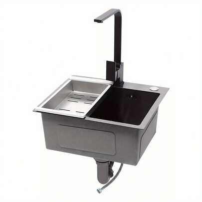 YUNRUX Kitchen Sink For The Prep Table, Kitchen Sink, Double Bowl, Stainless Steel Kitchen Sink, Built-In Sink, Sink With A Bowl In The Bowl