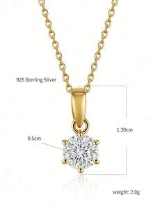 1 925 Silver 0.5ct 6 Claw Round Transparent Colorless Mosan Diamond Necklace, Suitable For Wedding Brides.