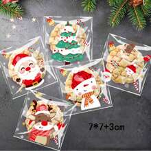 100pcs Christmas OPP Candy Packaging Paper, Cookie Baking Snack Self-Adhesive Bags, Cookie Food Packaging Paper, Thanksgiving Gift, Christmas Gift, Halloween Gift, Valentine's Day Gift, New Year Gift - Multicolor - View 7