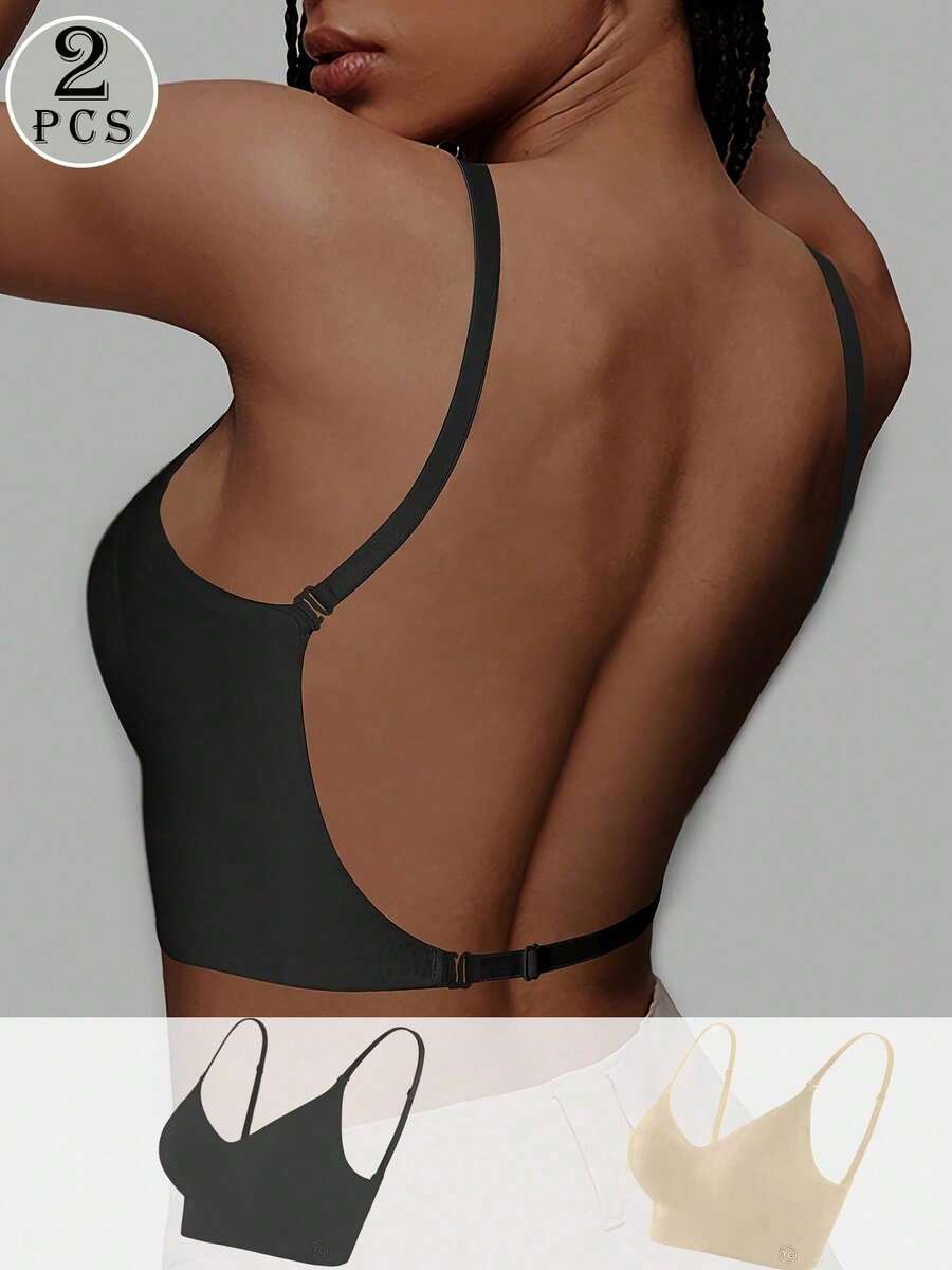 1/2 Pcs Seamless Backless Wireless Bra - 3-Way Cross-Back Design, Removable Pads & Adjustable Straps, Elegant Everyday Undergarment For Women, Comfortable Undergarment, Sleek Underwear, Smooth Texture - Nhiều màu - Xem 1
